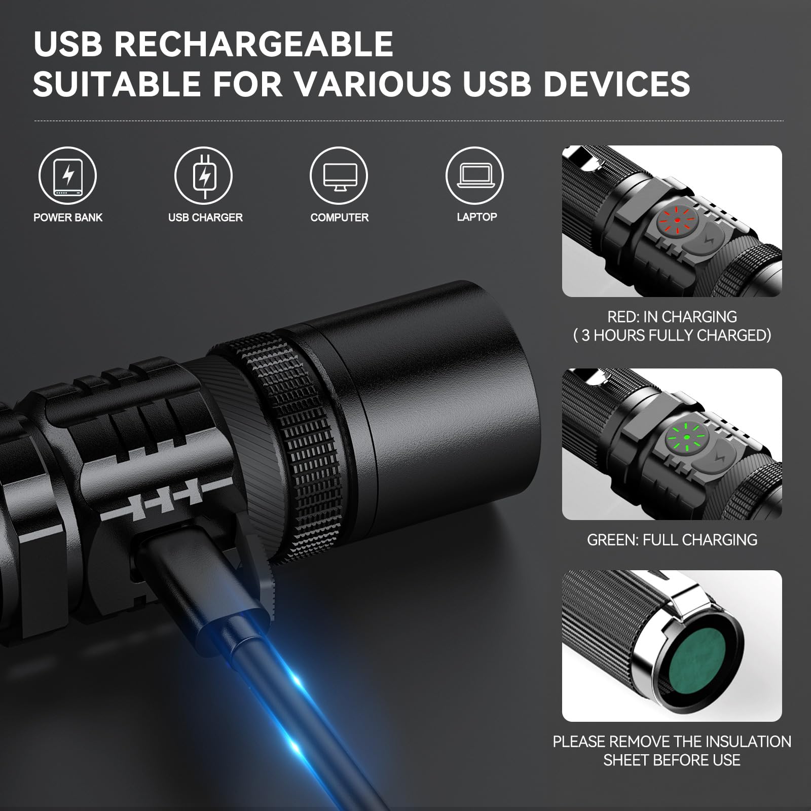 RECHOO S3000L IP65 aluminum body with rugged grip for outdoors