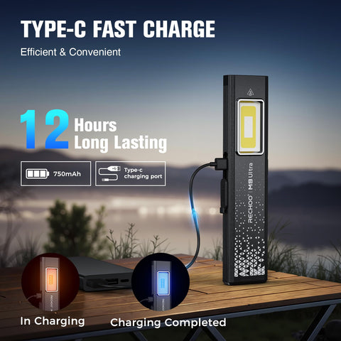 RECHOO aluminum IPX4 flashlight for rain-ready outdoor use.