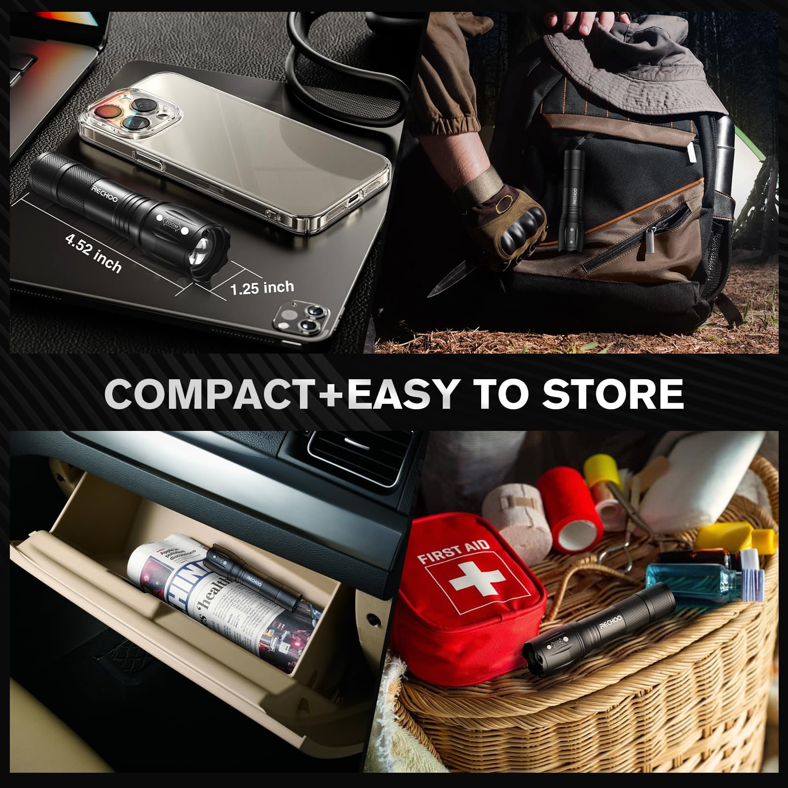 RECHOO six-pack flashlight kit for home and camping.