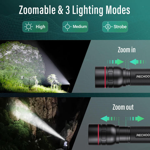 RECHOO G1000 flashlight high-lumen mode for clear outdoor visibility.