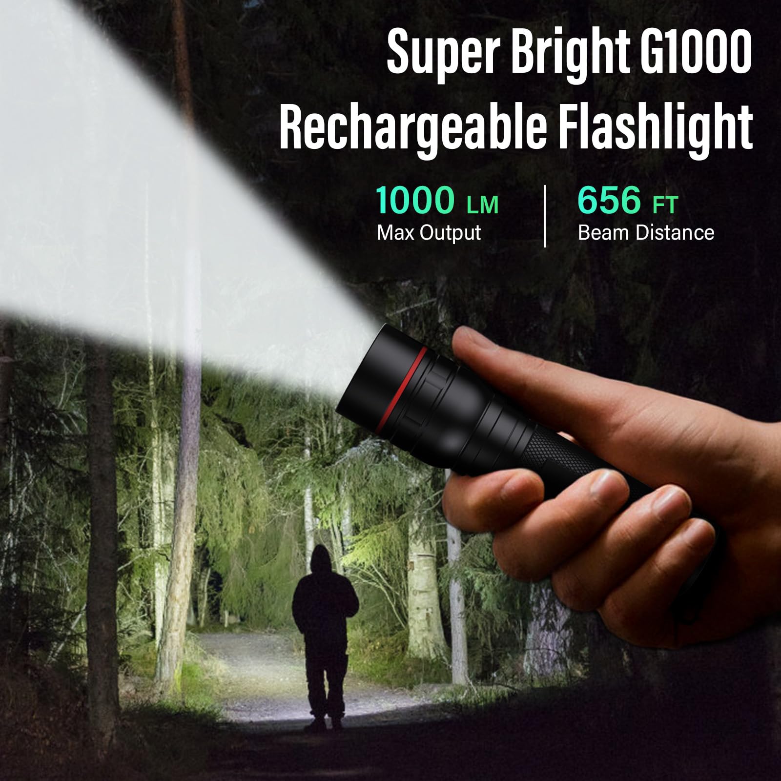 Type-C rechargeable battery for quick, convenient recharging.