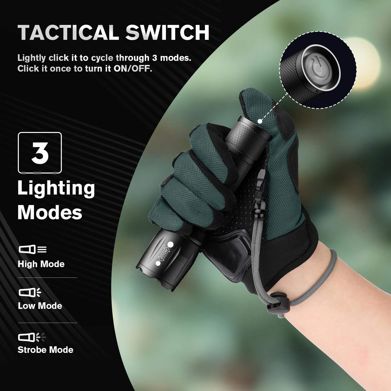 RECHOO IPX4 waterproof flashlight for rain and splashes.