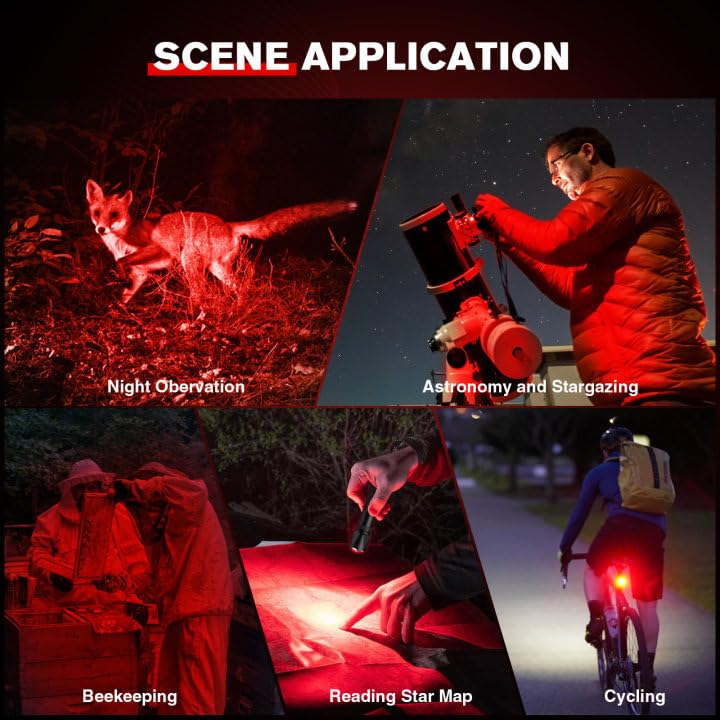 RECHOO IPX4-rated red light flashlight withstands rain and fog