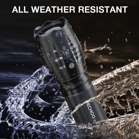 RECHOO S1500 flashlight side grip highlighting anti-slip design for outdoors.