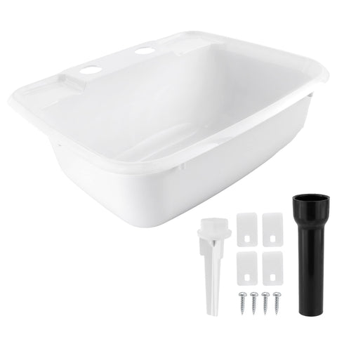 RecPro rectangle RV sink side profile highlighting slim depth for limited vanity space.