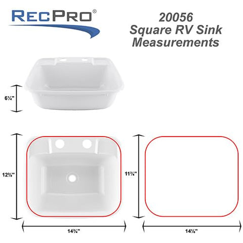 RecPro sink top-down view reveals two faucet holes for faucet flexibility.