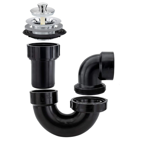 RecPro RV shower drain P-trap close-up showing an airtight seal