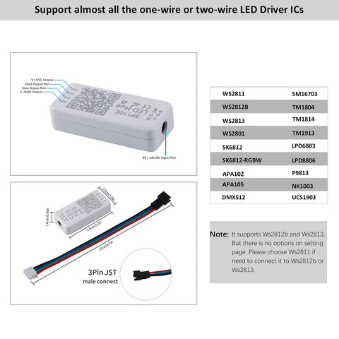 RECRE-TECH SP110E app remote control interface enabling wireless LED scenes