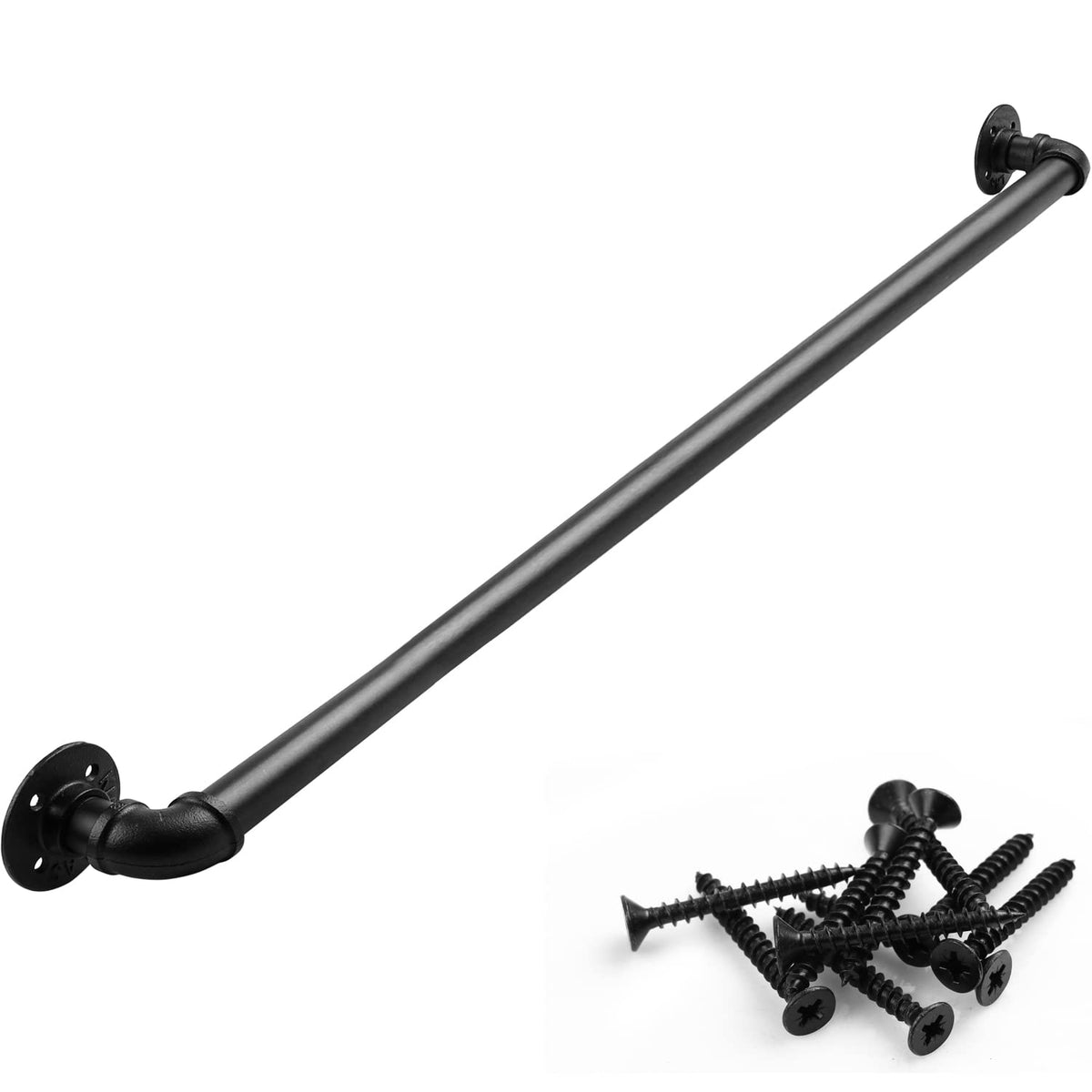 Rectoo pipe stair rail 3ft black for secure indoor and outdoor stairs.
