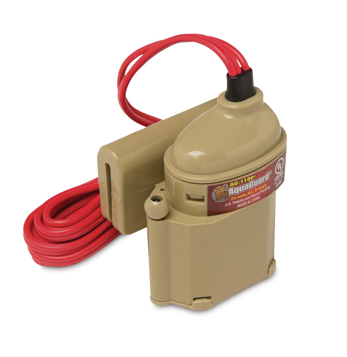 RectorSeal AquaGuard 96100 magnetic float switch demonstrates drill-free installation on a metal drain pan