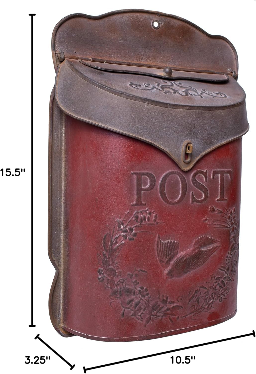 Red Co. vintage embossed face detail with distressed red finish.