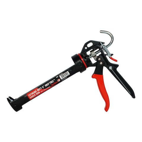 Red Devil 3989 extreme duty caulk gun with 26:1 thrust for thick sealants, in action