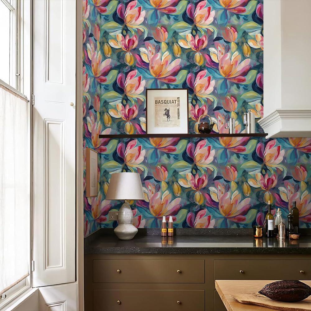 Redamancy Removable wallpaper sticks to dry surfaces and removes without residue.