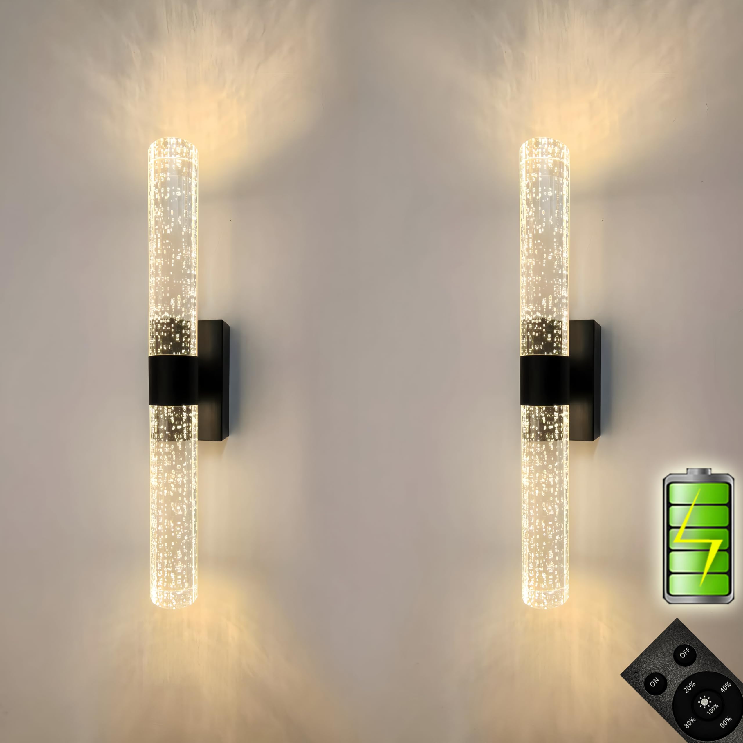 Reddragon Lighting battery-operated crystal wall light set for hallways, bathrooms, and ambient decor.