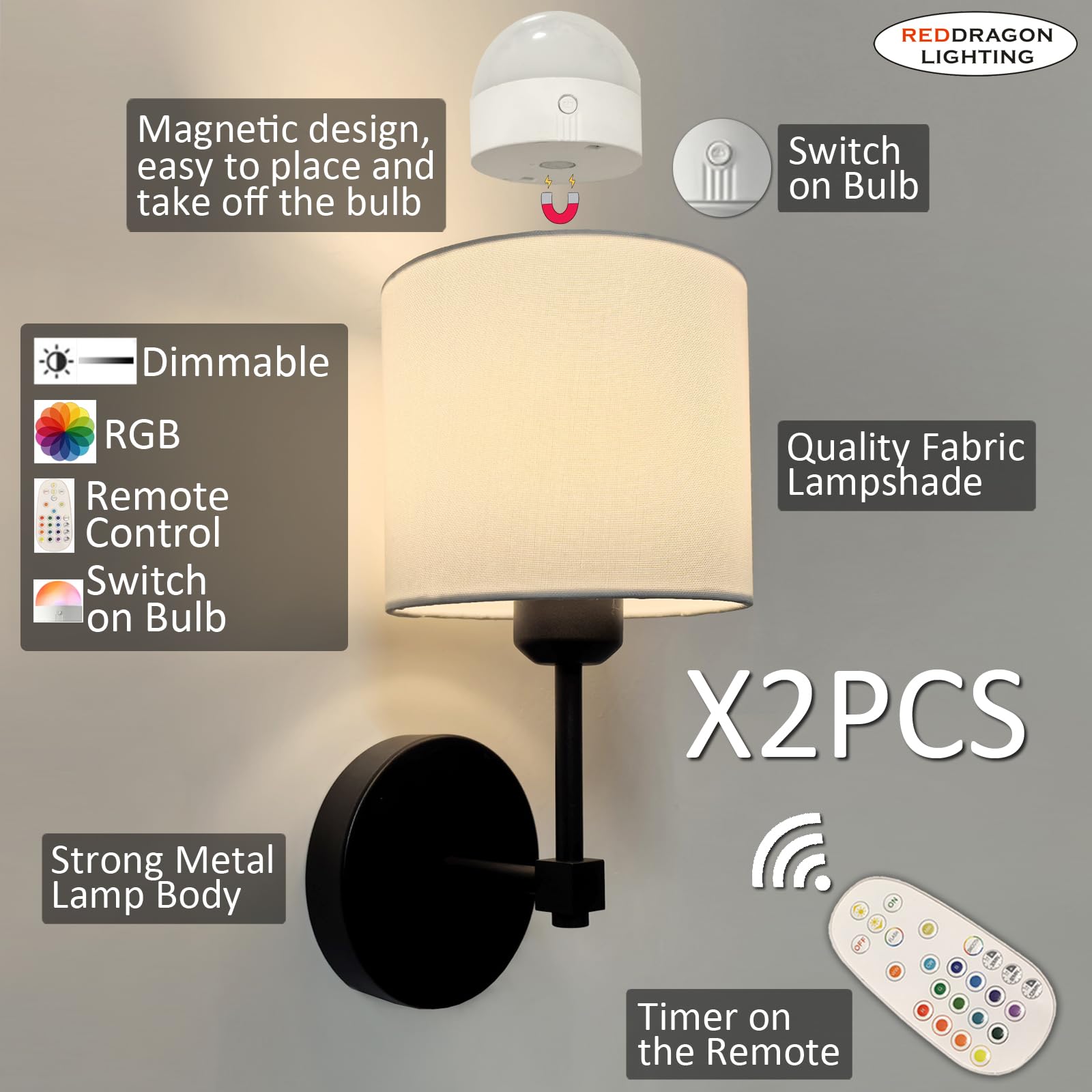 Reddragon Lighting detachable bulb with USB-C charger for simple replacement