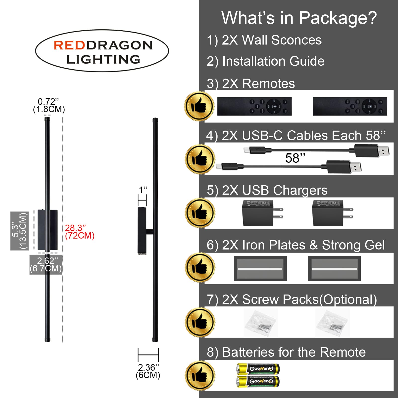 Reddragon Lighting high-capacity battery delivers hours of ambient lighting.