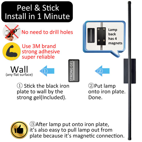 Reddragon Lighting magnetic-plate sconce shows tool-free wall mounting.