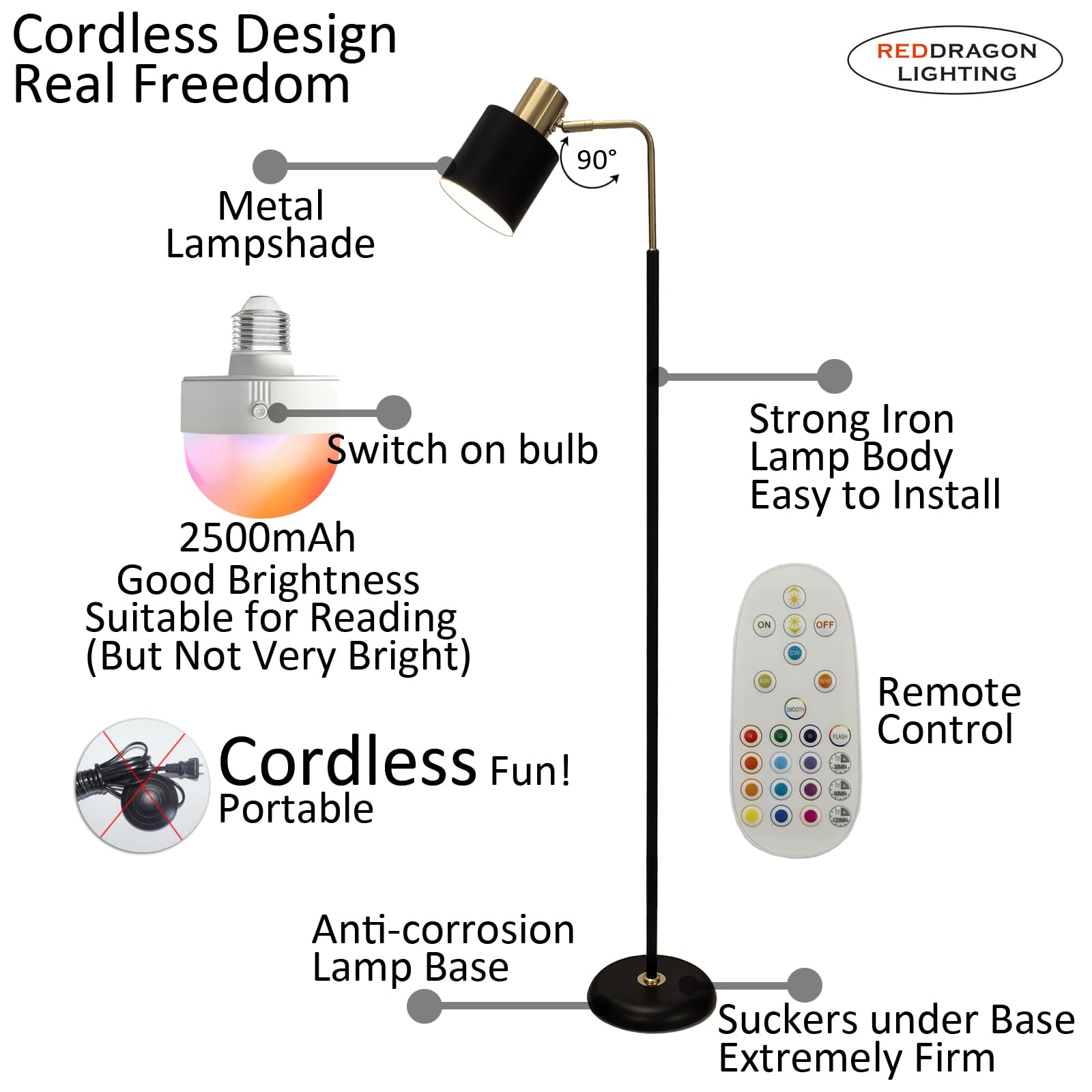 Reddragon Lighting removable bulb for easy charging via USB