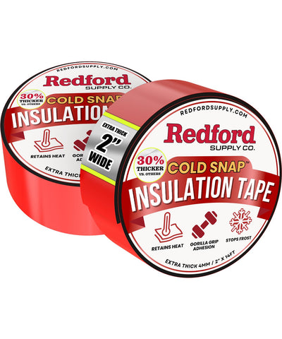 Redford Supply Co. foam pipe insulation tape close-up shows strong adhesive for weatherproof sealing