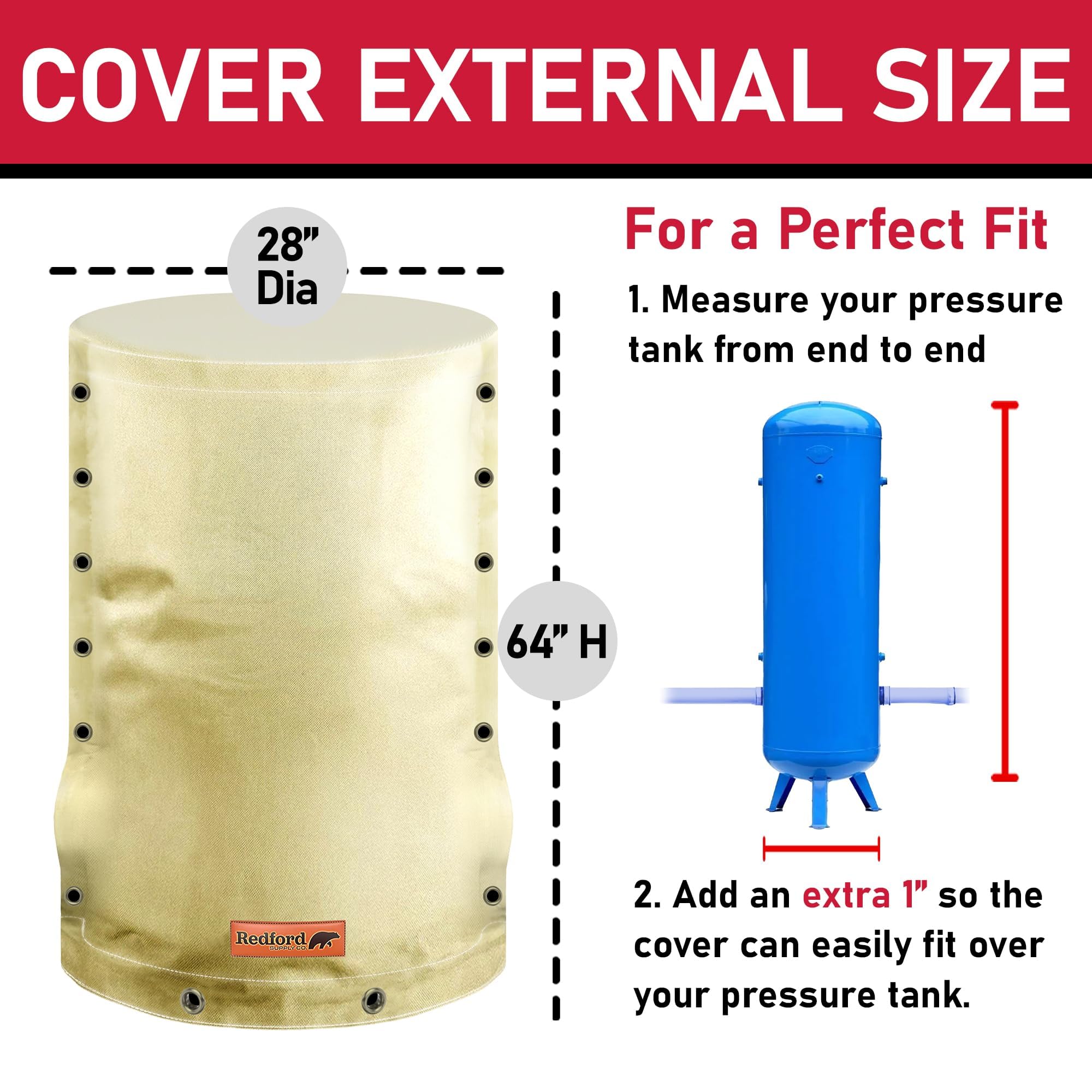 Redford Supply Co. Cold Snap 3-way round tank cover fits 28-inch tanks securely.