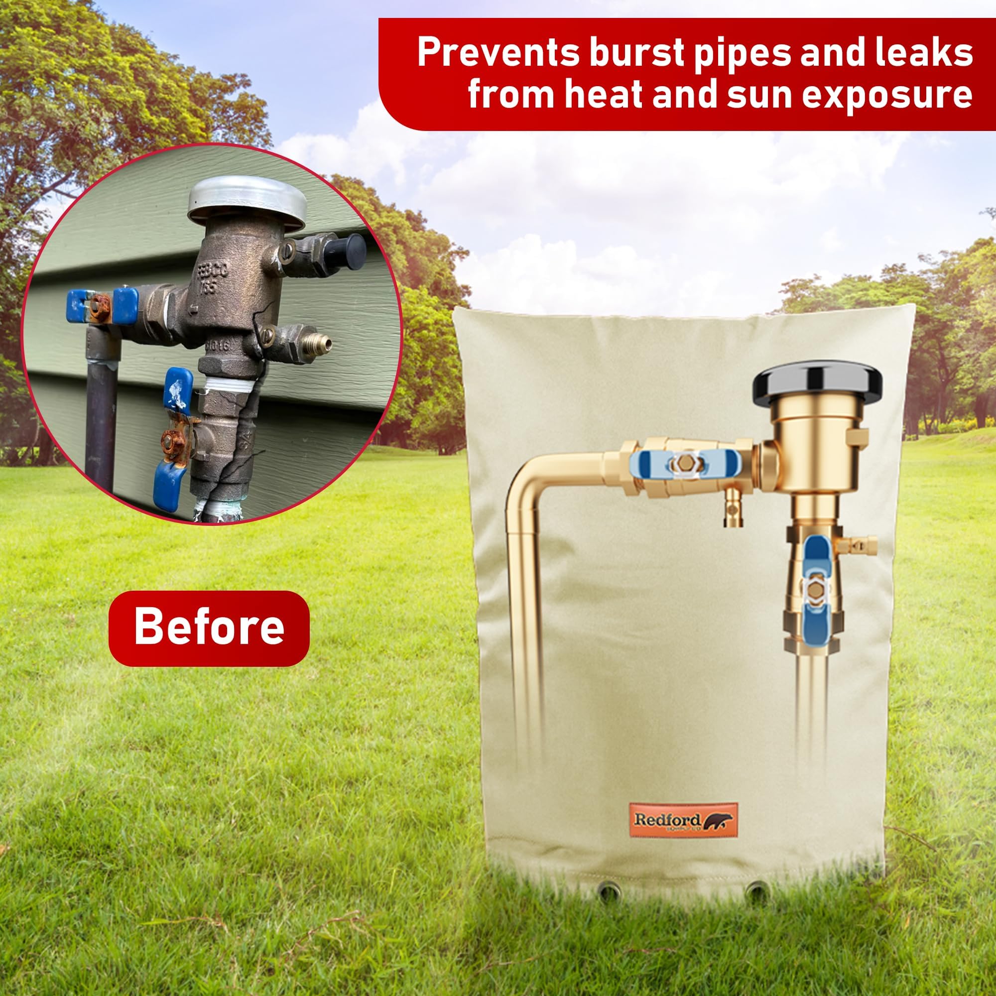 Redford Supply Co. Cold Snap backflow cover side view shows durable weather protection