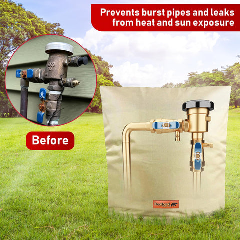 Redford Supply Co. Cold Snap side view illustrating weather protection for outdoor backflow systems