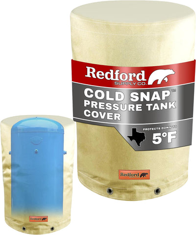 Redford Supply Co. Cold Snap round cover shields a 28-inch tank from sun and heat.