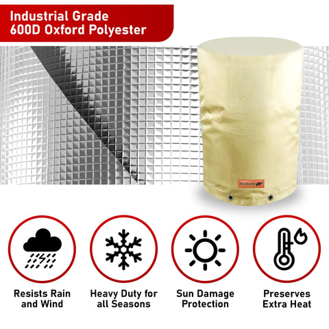 Redford Supply Co. easy-install insulation blanket simplifies tank upkeep.