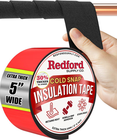 Redford Supply Co pipe insulation wrap demonstrates quick outdoor protection around pipes