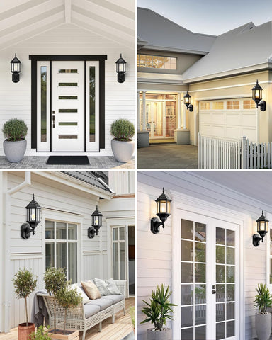 Redluck outdoor lighting for pathways with dusk-to-dawn operation.