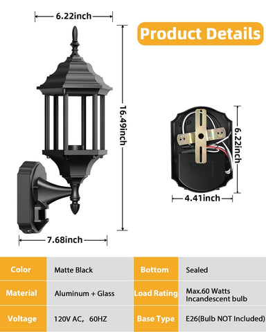Redluck motion sensor outdoor light above garage for nighttime visibility.