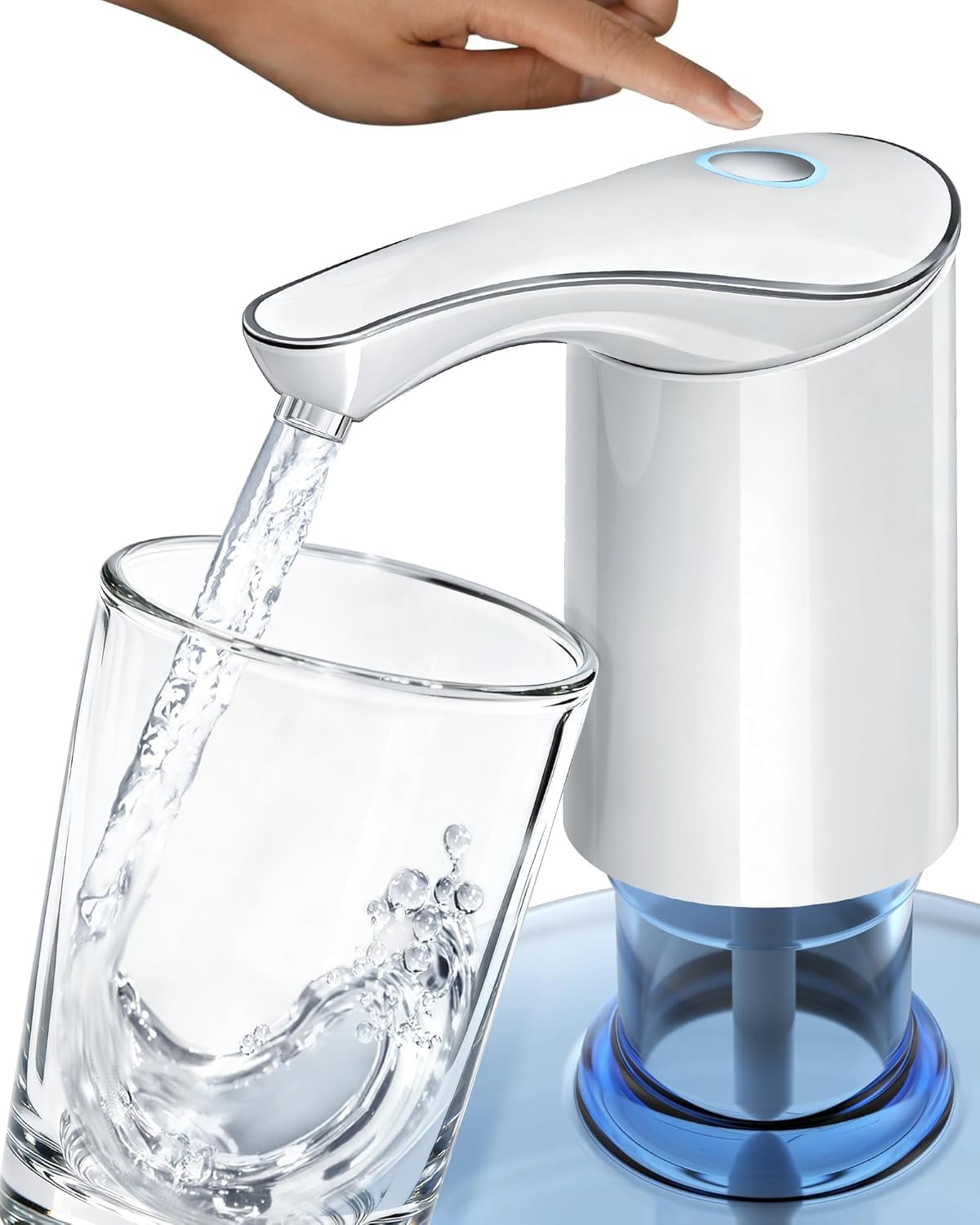Redsack electric water dispenser setup on a 3-5 gallon jug for quick filling.