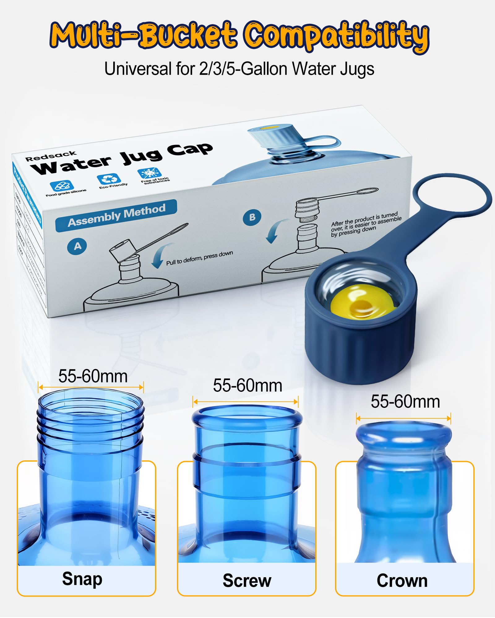 Redsack vivid dark blue color options fit various jugs.
