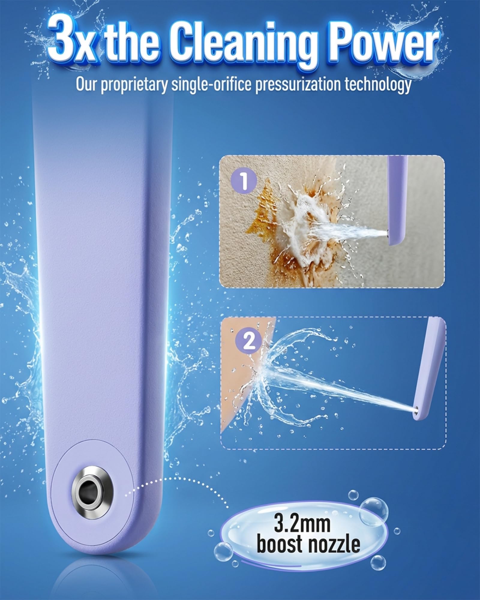 Redsack precision nozzle enables targeted, controlled cleansing.