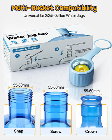 Redsack universal-fit cap accommodating 2–5 gallon jugs