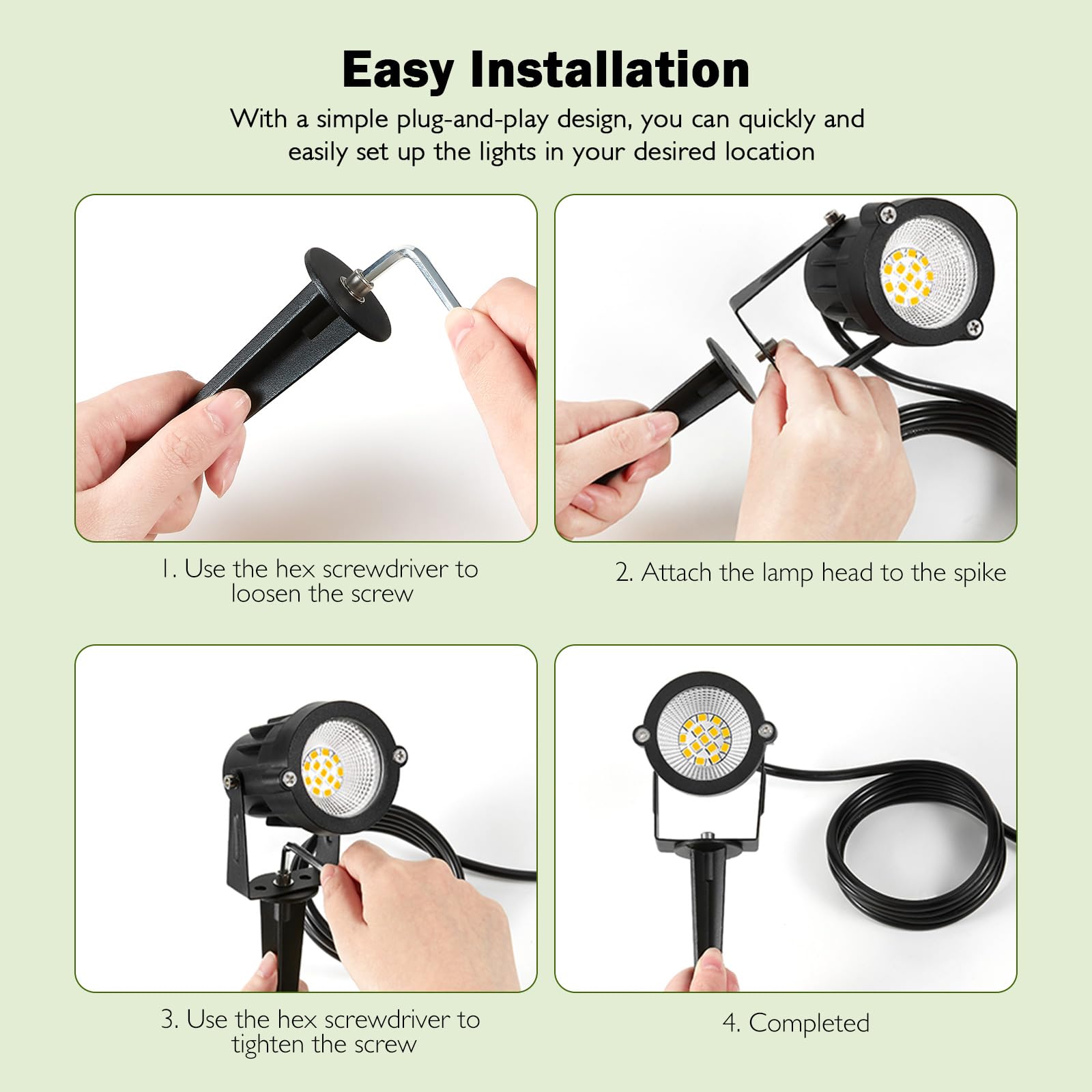 REEGOLD outdoor spotlight IP65 waterproof rating for year-round outdoor lighting.