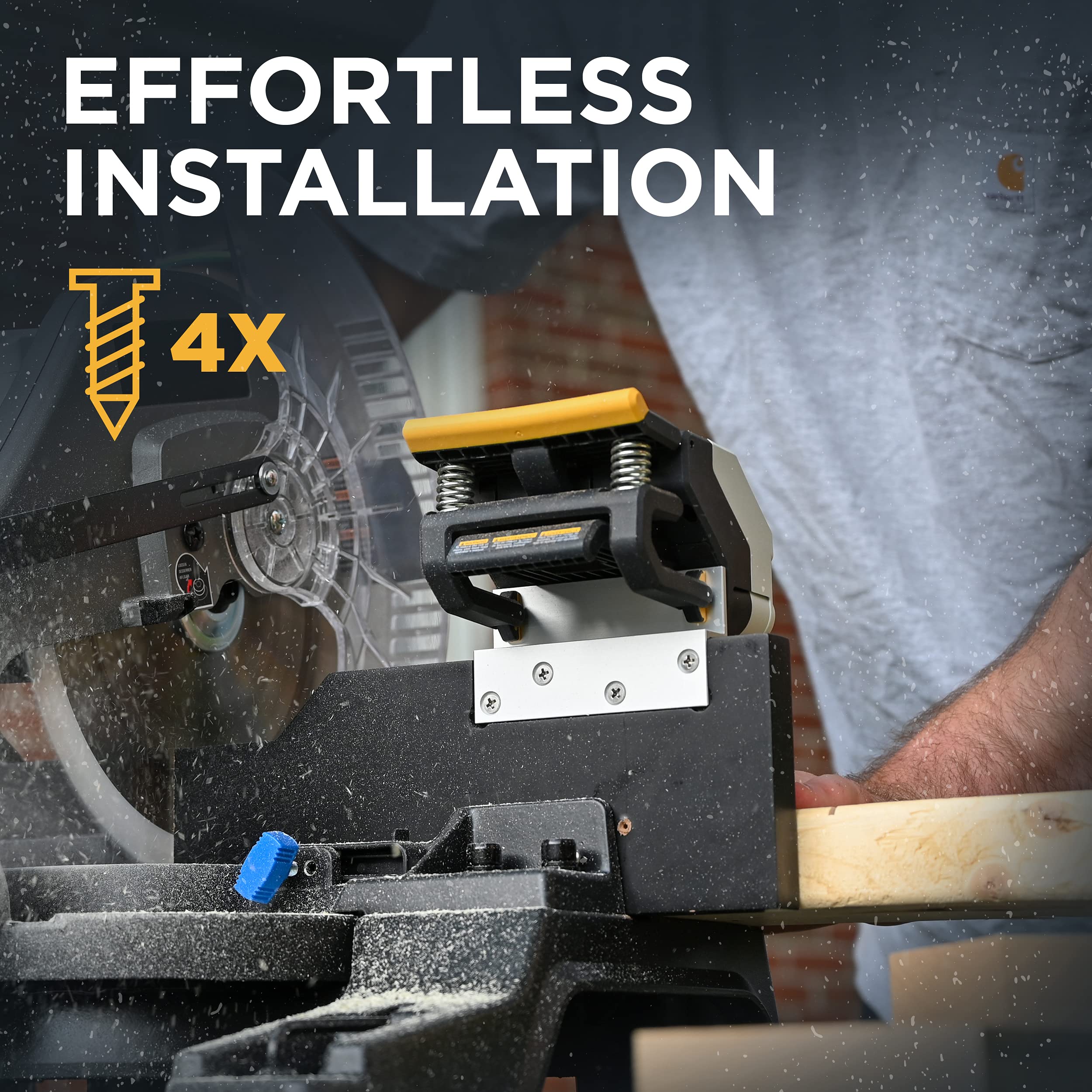 Robust MDF backbone supports M1 Caliber attachment on challenging saw fences.