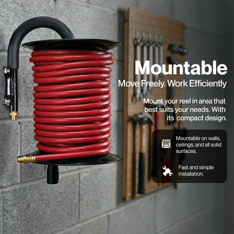 ReelWorks hose reel extended to 100 ft for longer reach