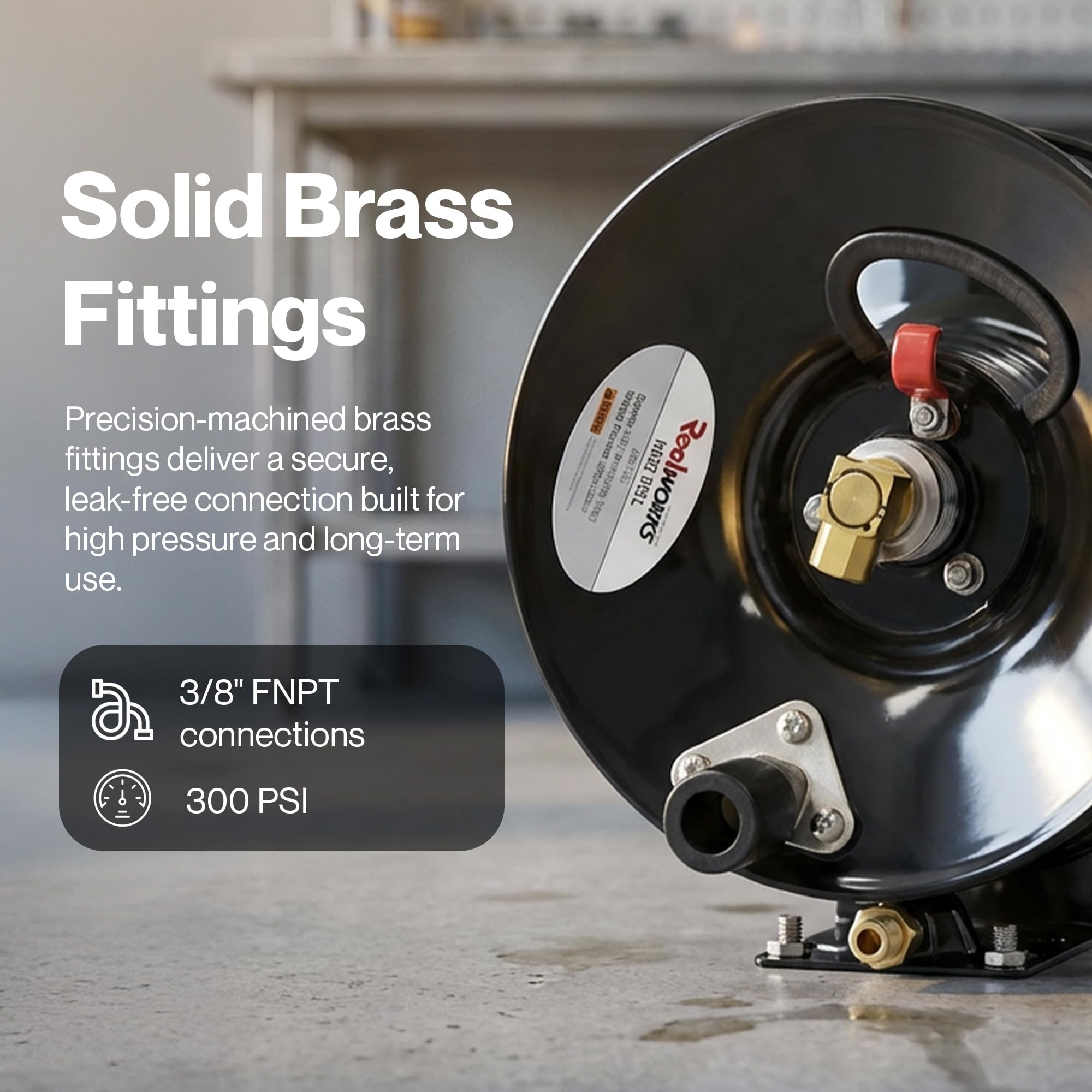 ReelWorks hose reel demonstrates 300 psi working pressure rating