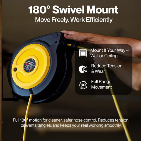 ReelWorks cord stop and non-snag rollers reduce wear for longer use.