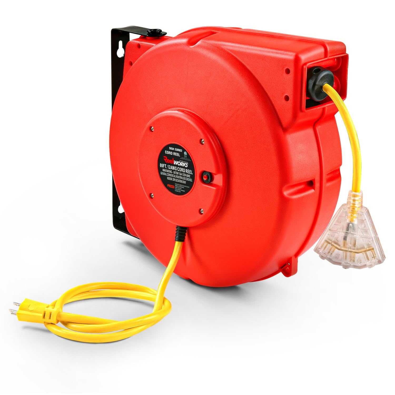 ReelWorks extension cord reel retractable 80-foot main view for versatile indoor and outdoor use.