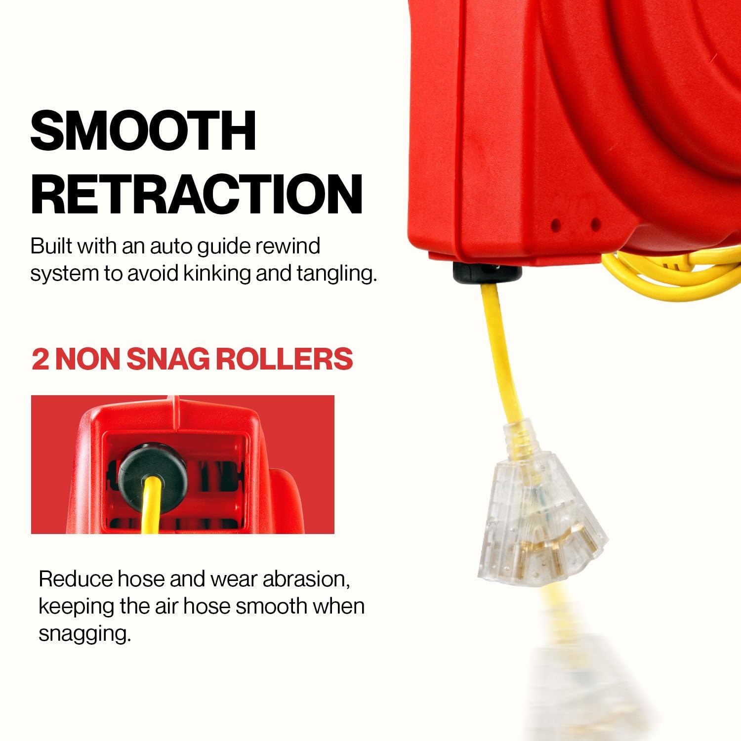 ReelWorks LED triple-tap connector demonstrates convenient on-site power access.