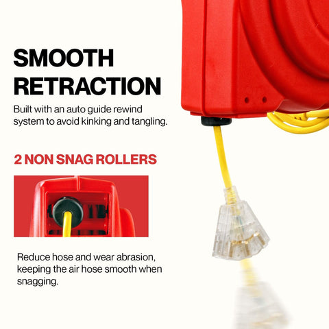 ReelWorks LED triple-tap connector demonstrates convenient on-site power access.