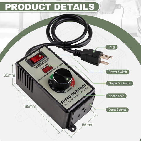 ReeMoo AC speed controller LED display panel provides precise voltage readout.