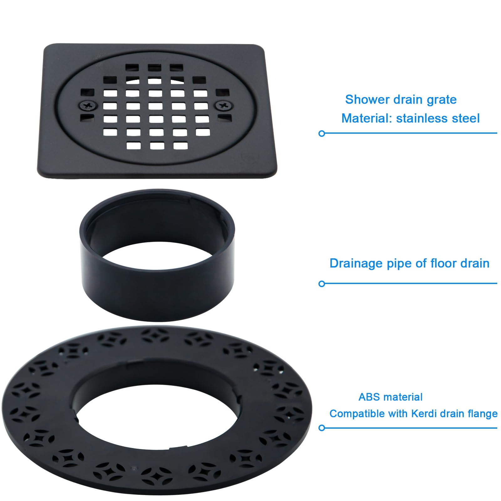REEPLAR ABS shaft ring assembly paired with a stainless steel grate for support.