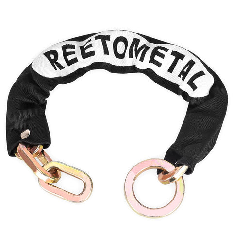 REETOMETAL heavy duty security chain securing motorcycles and bikes in a portable 2 ft length