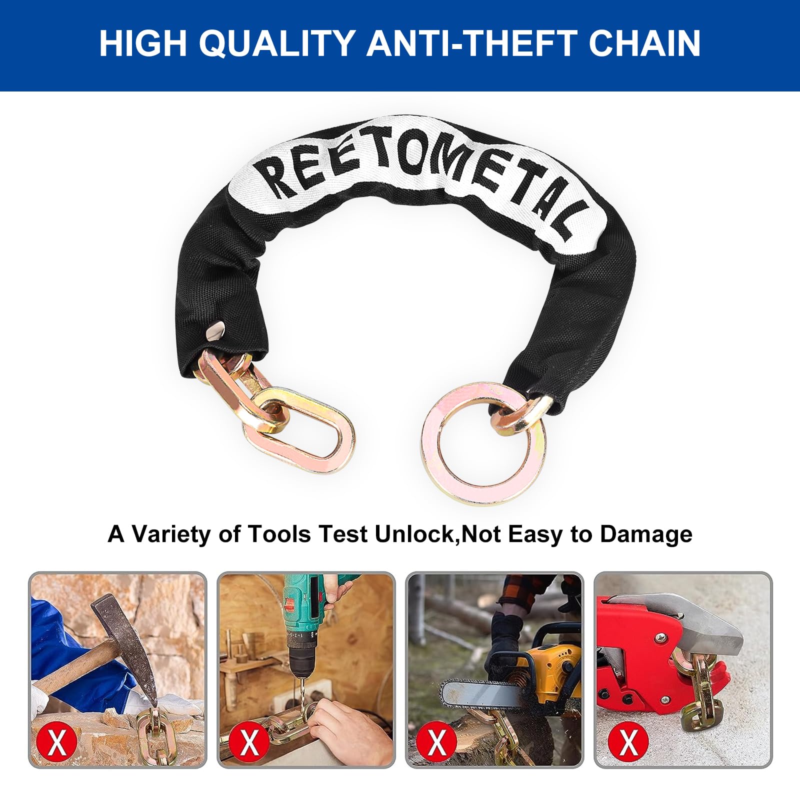 REETOMETAL square link design resists prying and cutting attempts