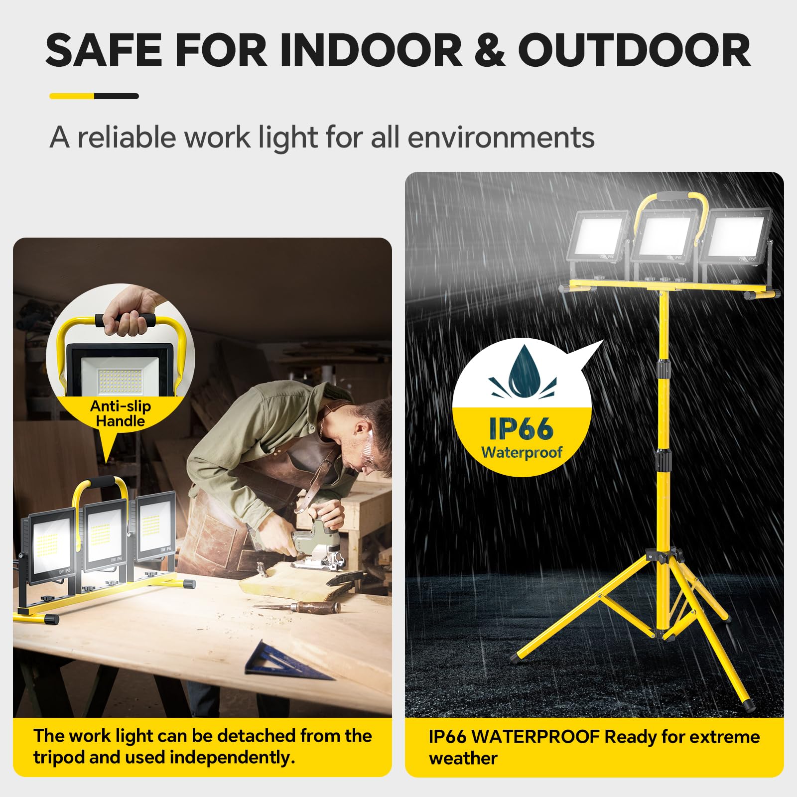 REFDAQ heavy-duty tripod extends to 6 ft for elevated visibility on uneven surfaces.