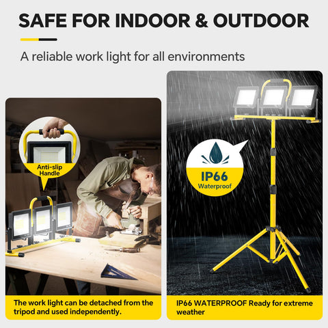 REFDAQ heavy-duty tripod extends to 6 ft for elevated visibility on uneven surfaces.