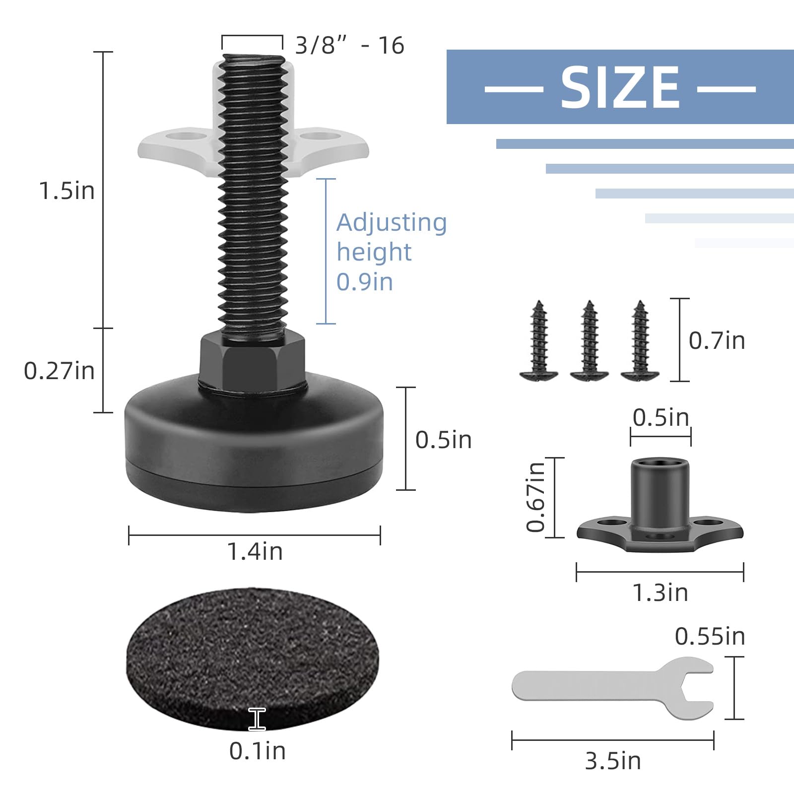 ReFeltidolom leveling feet with rubber bottom protecting floors during movement